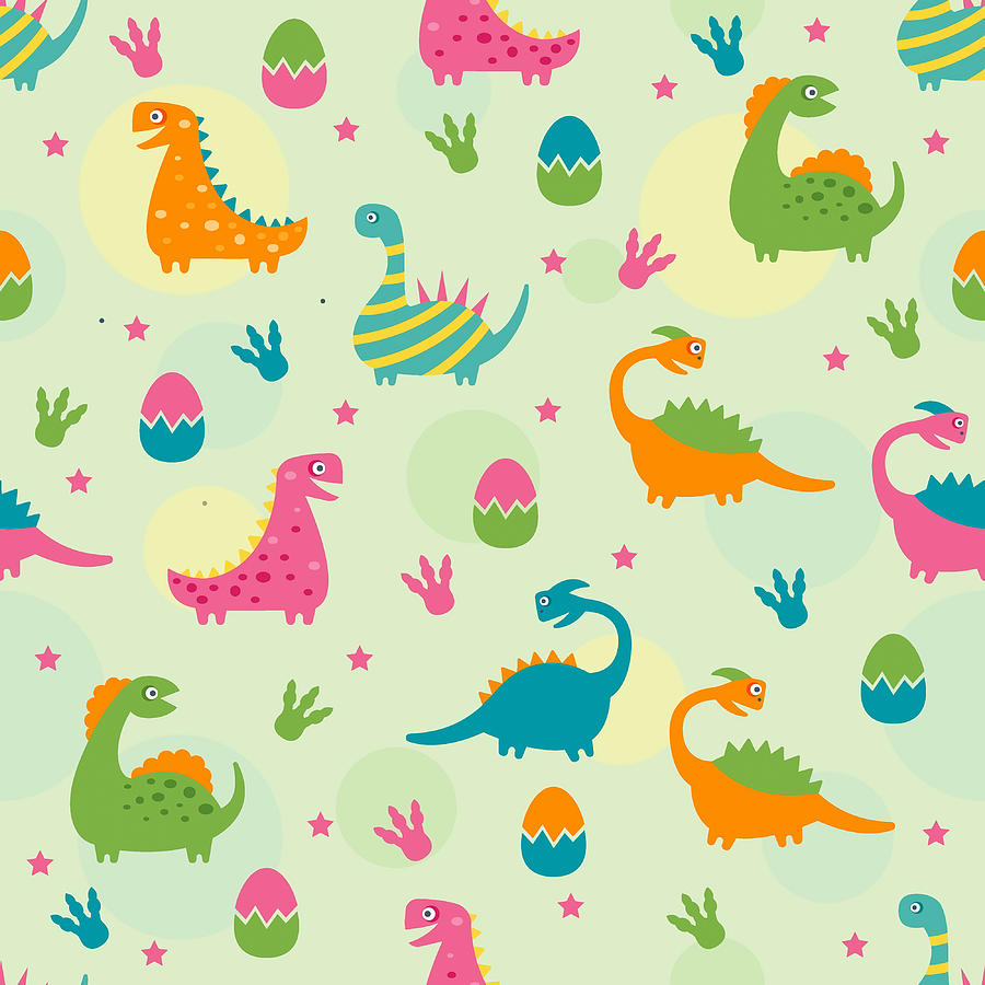 Assorted Illustrated Dinosaurs Pattern Poster Painting By Roberts