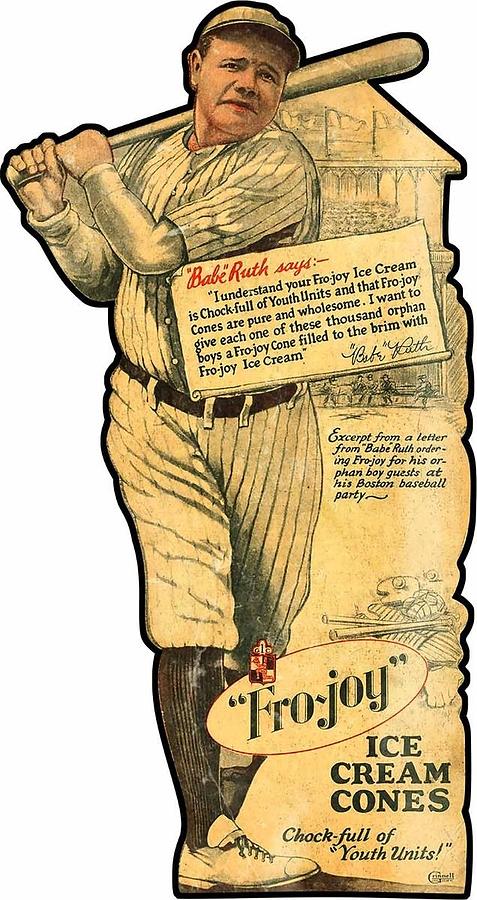 Babe Ruth Fro Joy Fro Joy Ice Cream Cones Advertisement Photograph By