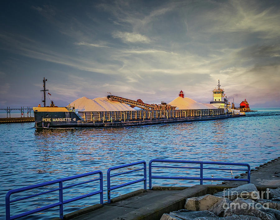 Barge In Grand Haven Photograph By Nick Zelinsky Jr