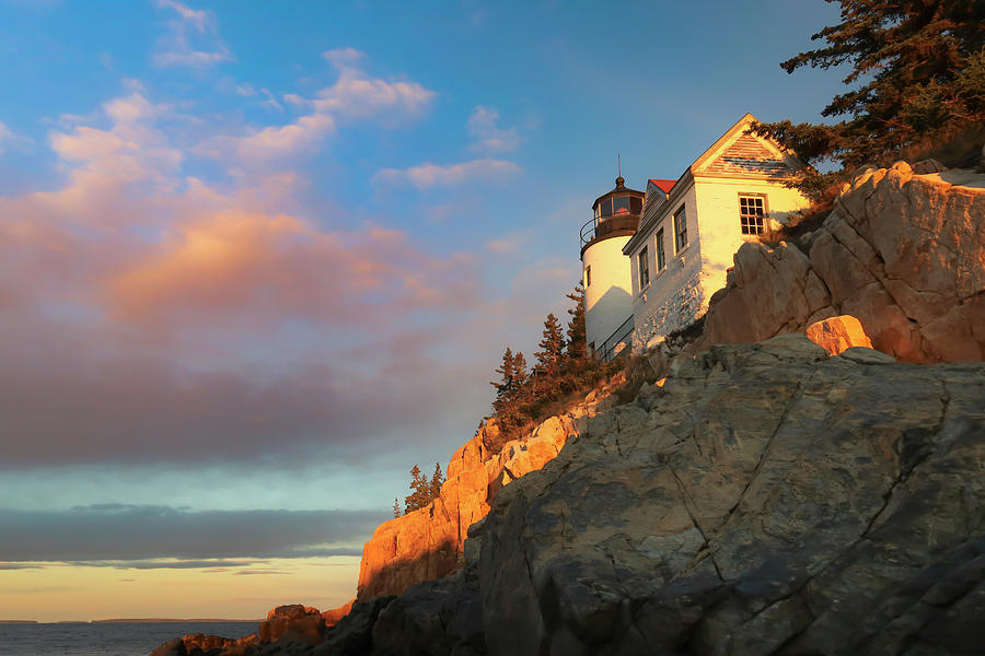 Bass Harbor Head Light Station At Sunrise Photograph By Candice White