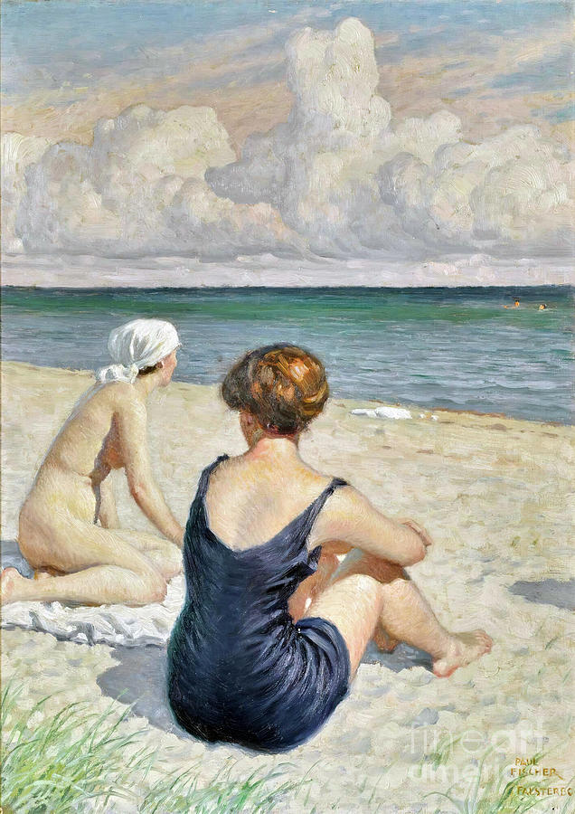 Bathers On The Beach Falsterbo By Paul Fischer Painting By Sad Hill