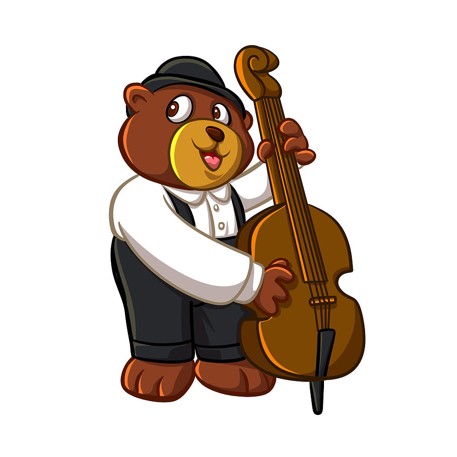 Bear Playing Cello Cartoon Drawing By Johnnie Art Fine Art America