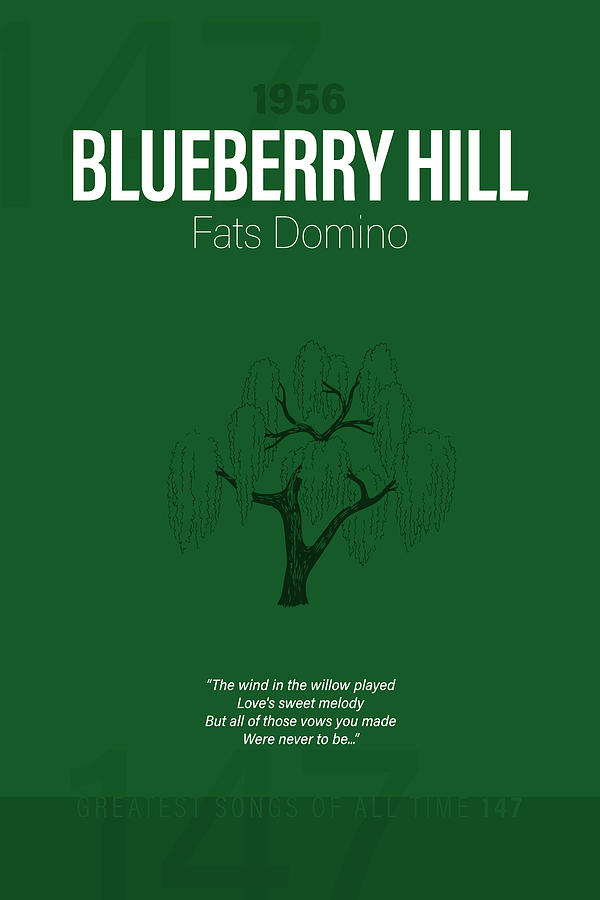 Blueberry Hill Fats Domino Minimalist Song Lyrics Greatest Hits Of All