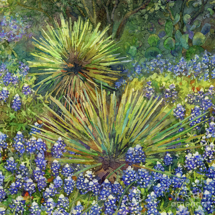 Bluebonnets And Yucca In Bloom Painting By Hailey E Herrera Fine