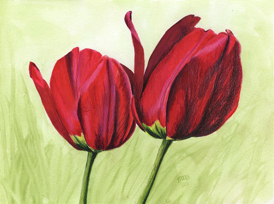 Bold Red Tulips Painting By Taphath Foose Fine Art America