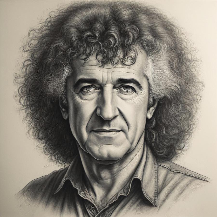 Brian May Sketch Digital Art By Bob Smerecki Fine Art America