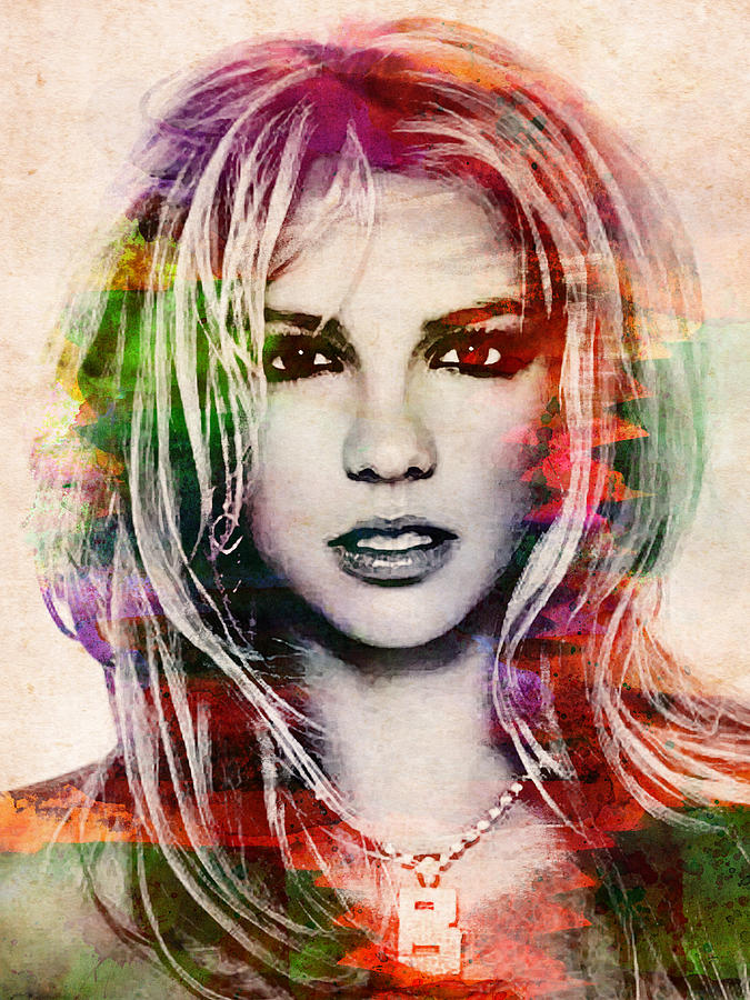 Britney Spears Colorful Portrait Digital Art By Mihaela Pater Pixels