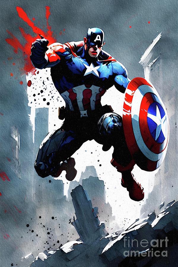 Captain America Painting By John Springfield Fine Art America