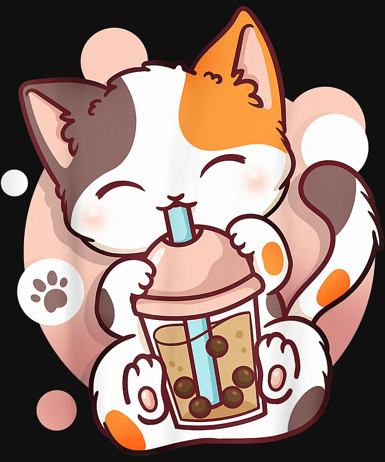 Cat Boba Tea Bubble Tea Anime Kawaii Neko Poster Painting By Graham