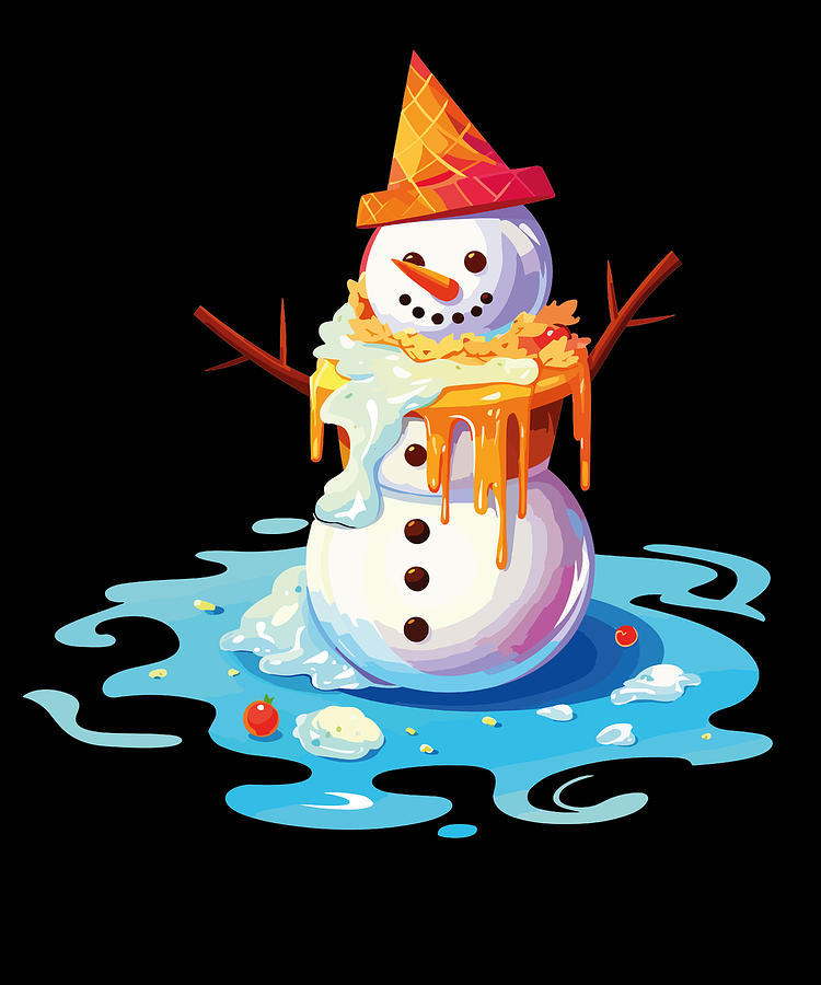 Christmas In July Snowman Ice Cream Digital Art By Toms Tee Store