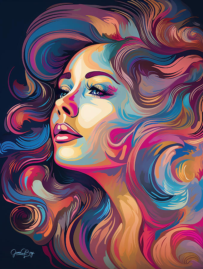 Color Splashed Illustration Of Beautiful Woman 7 Digital Art By Jim