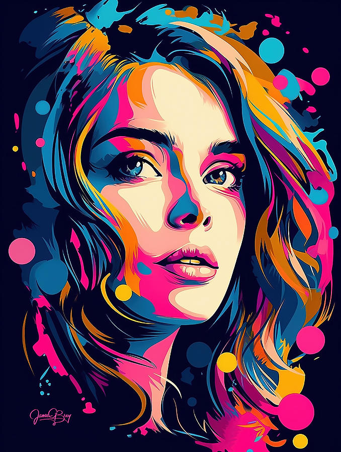 Color Splashed Illustration Of Beautiful Woman 8 Digital Art By Jim