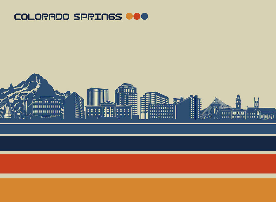 Colorado Springs Skyline Retro Digital Art By Bekim M Pixels