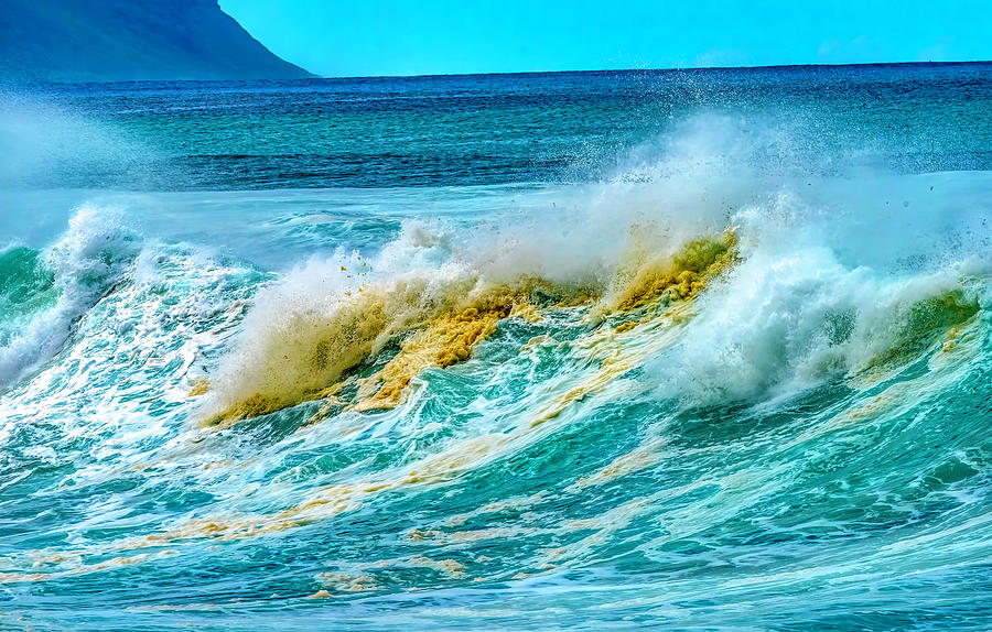 Colorful Large Wave Sand Waimea Bay North Shore Oahu Hawaii Photograph