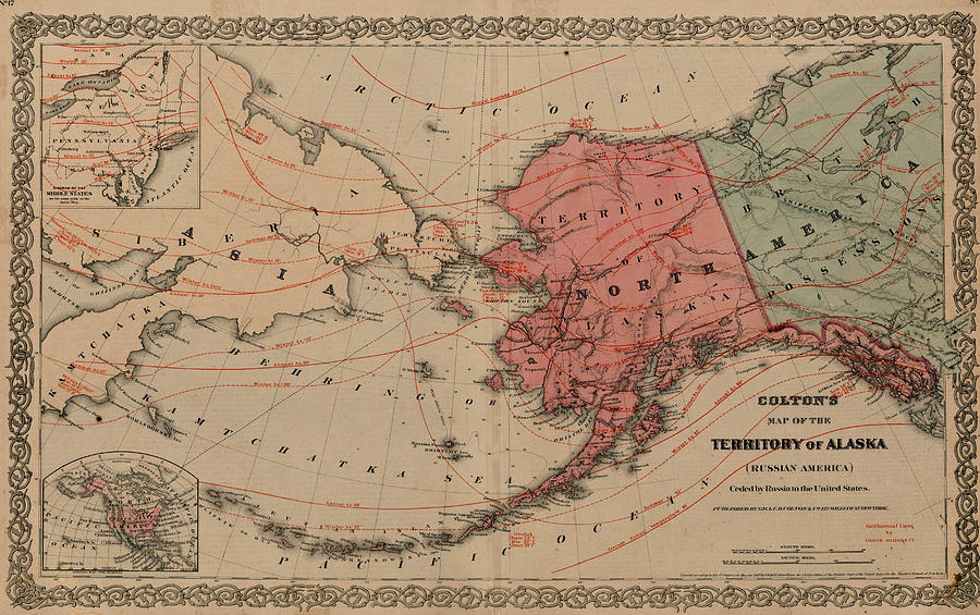 Colton S Map Of The Territory Of Alaska Russian America Ceded By Russia