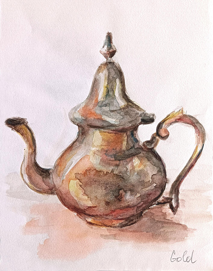 Copper Teapot Watercolor Painting By Tanya Goldstein Fine Art America