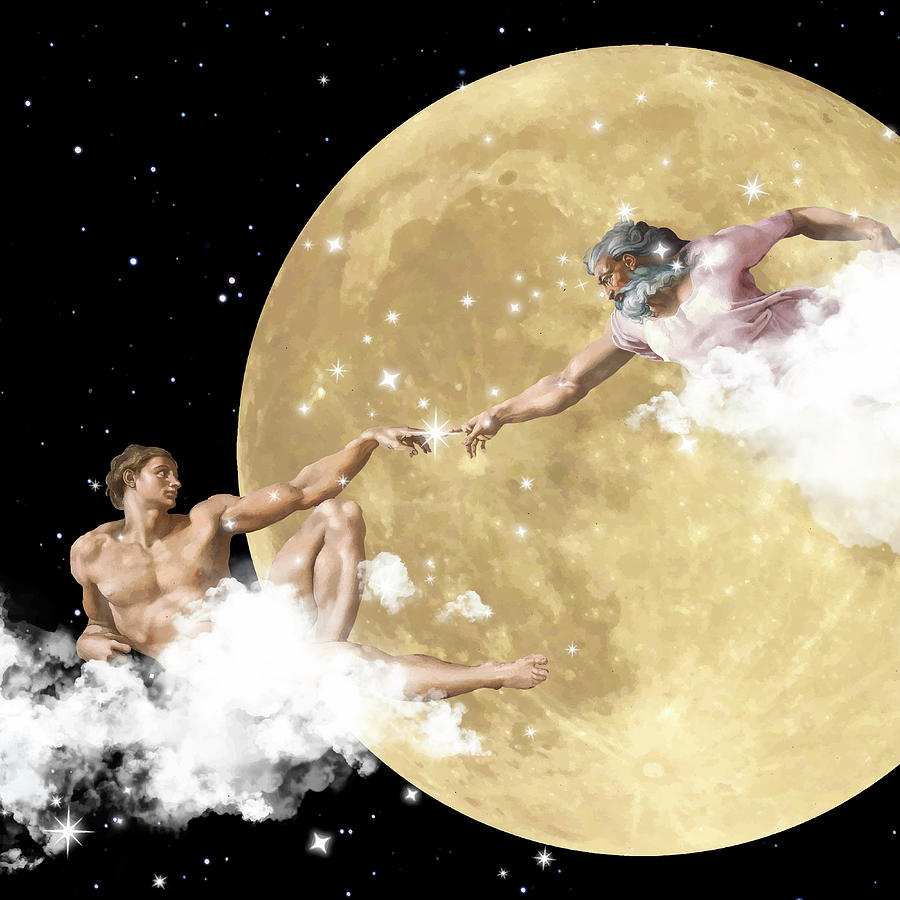 Creation Of Adam From Michelangelo S Artwork Remixed Mixed Media By