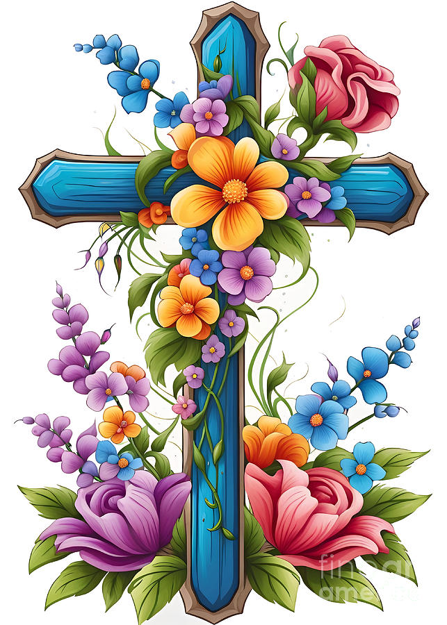 Cross With Flowers Ai V Digital Art By Munir Alawi Fine Art America