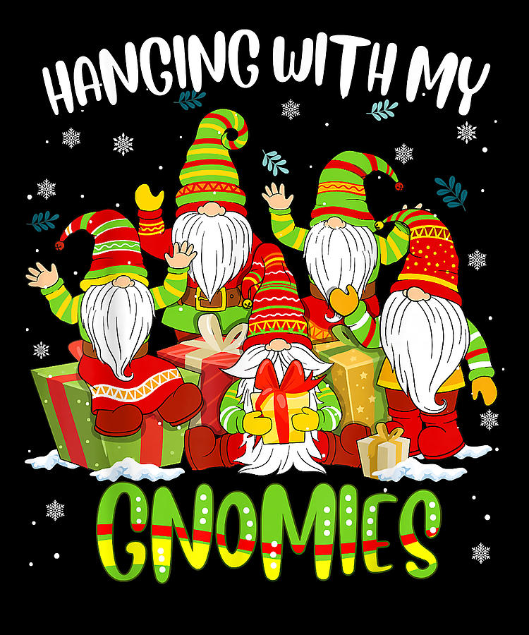 Cunning Hanging With My Gnomies Gnomes Christmas Pajama Matching Retro