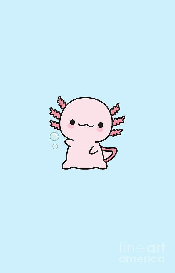 Cute Axolotl Salute Digital Art By Bui Thai