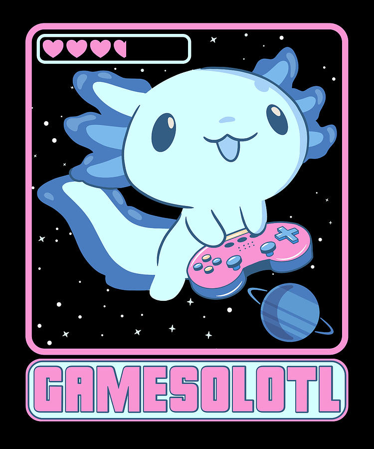 Cute Japanese Gaming Axolotl Gamesolotl Digital Art By Me Fine Art