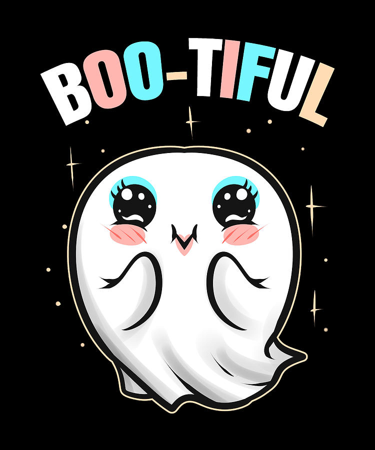 Cute Kawaii Beautiful Ghost Is Boo Tiful On Halloween Digital Art By