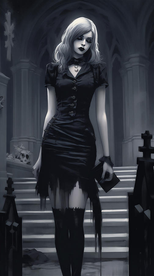 Dark Gothic Girl Stops The Funeral Digital Art By Jim Brey Fine Art