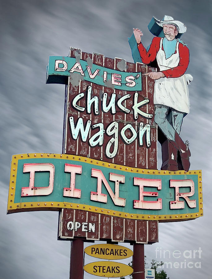 Davies Chuck Wagon Diner Vintage Neon Sign Photograph By Frank Short