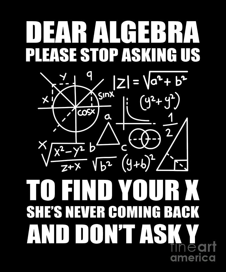 Dear Algebra Please Stop Asking Us To Find Your X Math Digital Art By