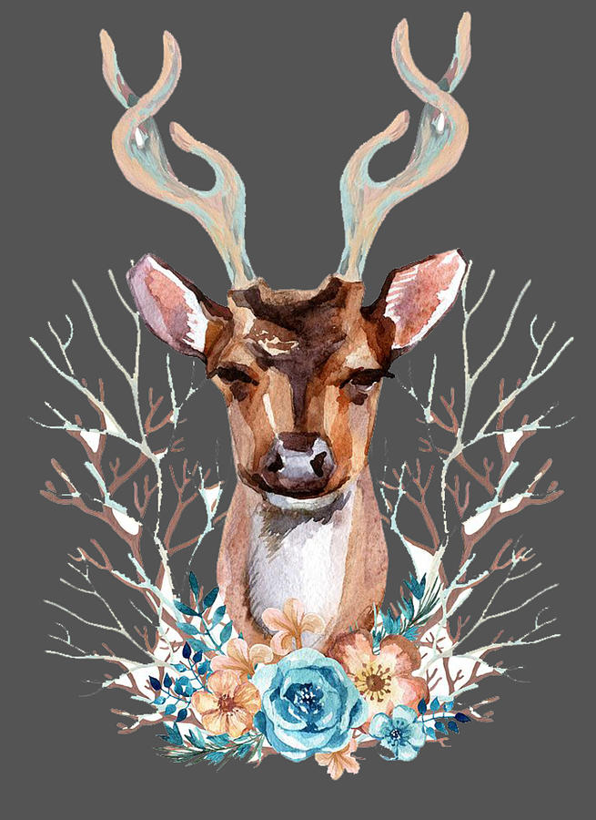 Deer And Flowers Painting Painting By Chris Mokoena Fine Art America