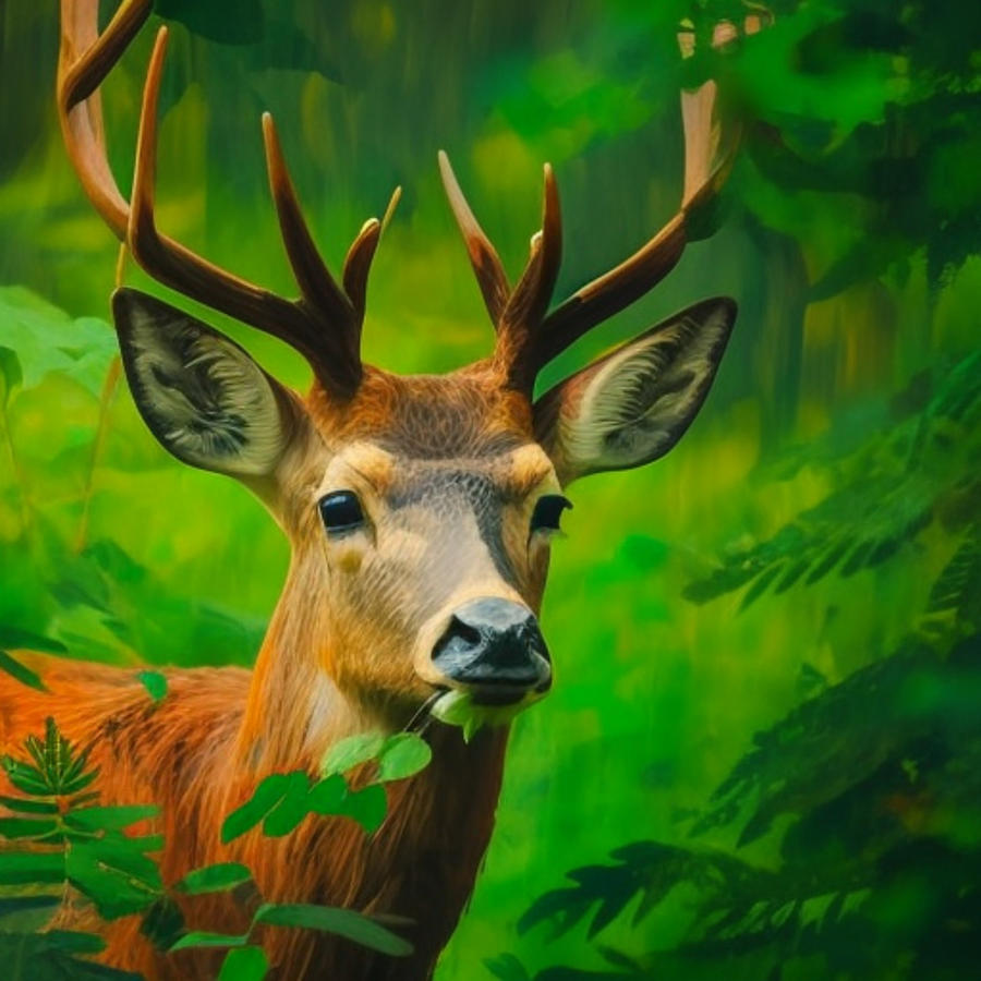 Deer Head Painting Painting By Mohamed Bounaceur Fine Art America