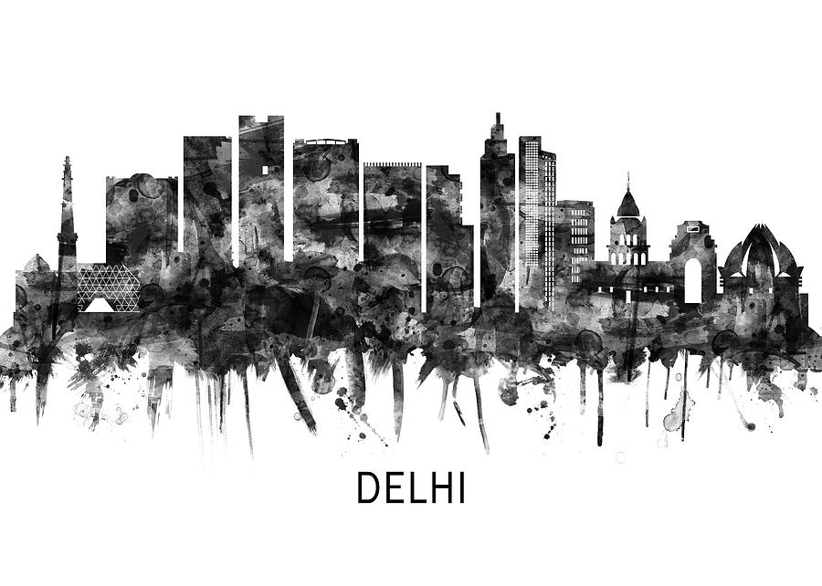 Delhi India Skyline Bw Mixed Media By Nextway Art Fine Art America