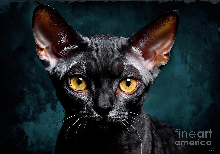 Devon Rex Cat Painting By Pavel Lukashin Fine Art America