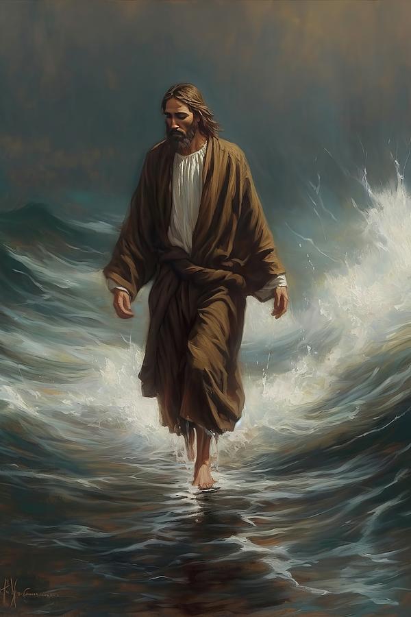 Divine Miracle Oil Painting Of Jesus Walking On Water Painting By Simon