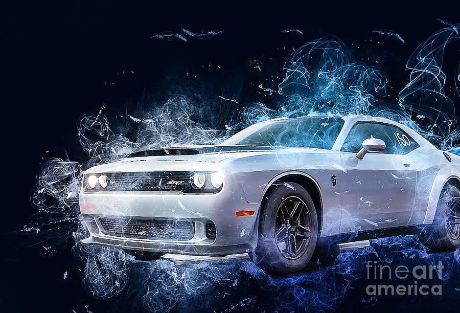 Dodge Challenger Srt Demon Muscle Cars Drawing By Marietta Beatty