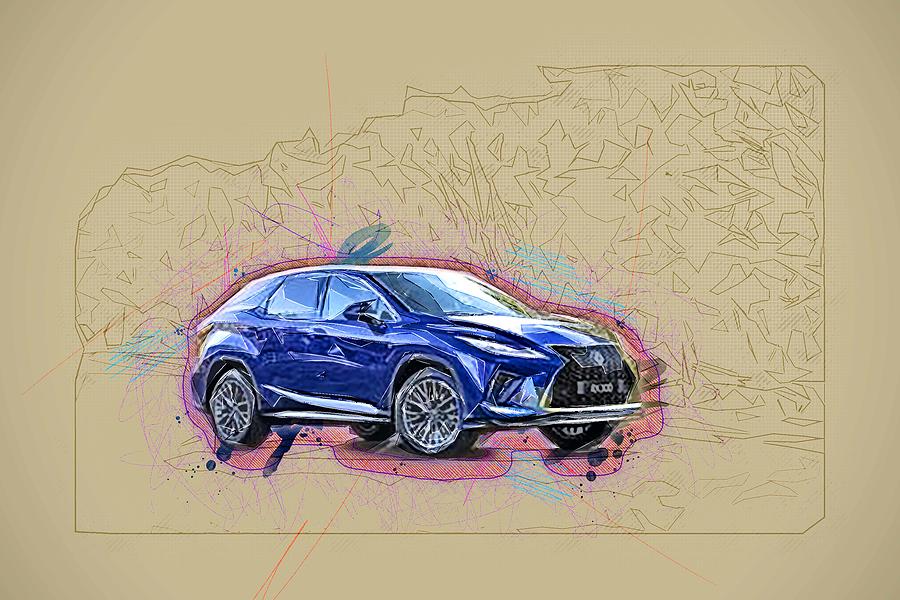 Drawing Lexus Rx Exterior F Blue Sports Suv Japanese Cars