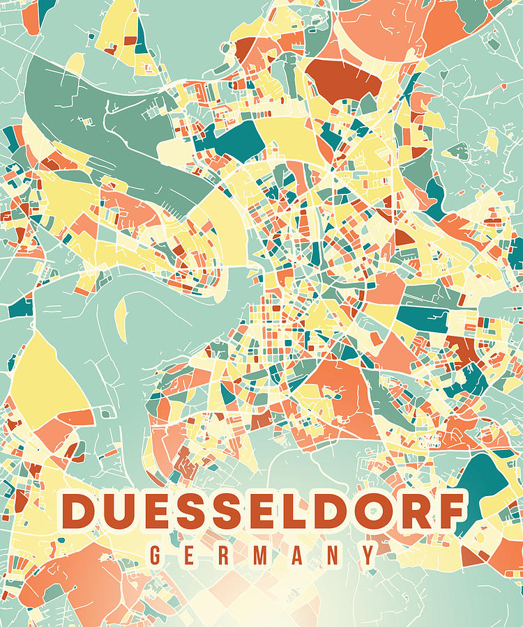 Duesseldorf Germany Map Digital Art By Alexandru Chirila Pixels