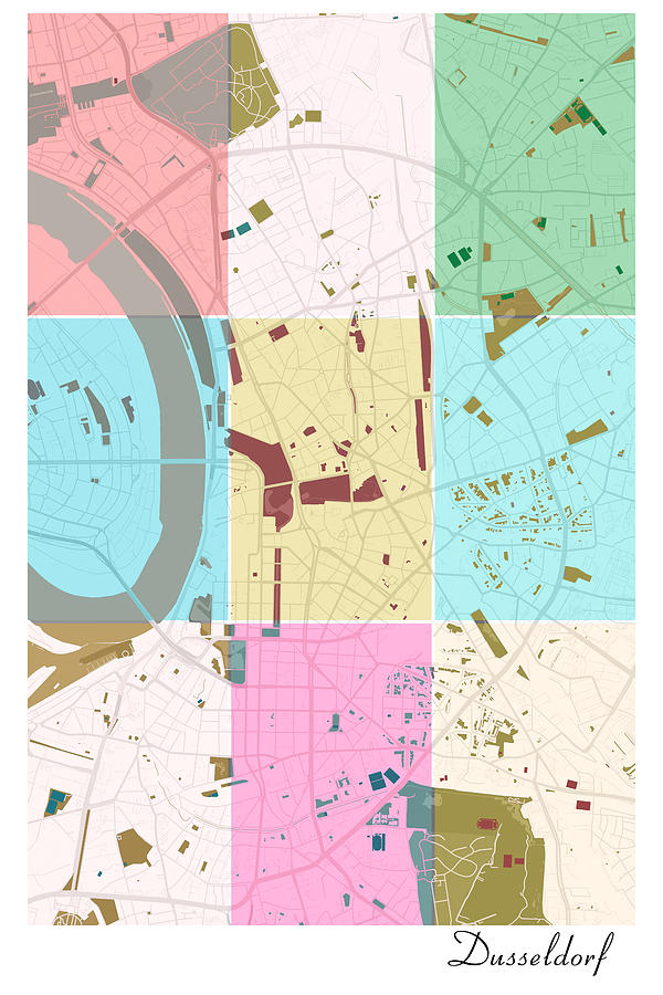 Dusseldorf Deutschland City Map Pop Art Digital Art By Dandi