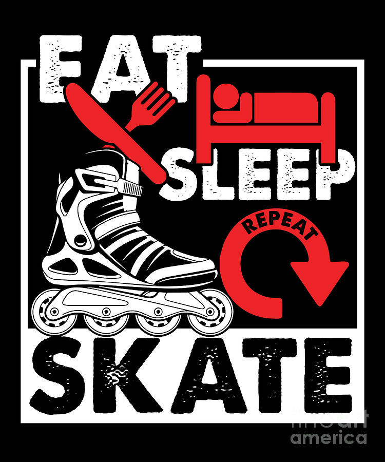 Eat Sleep Roller Skates Inline Skating Rollerblading Gift Digital Art