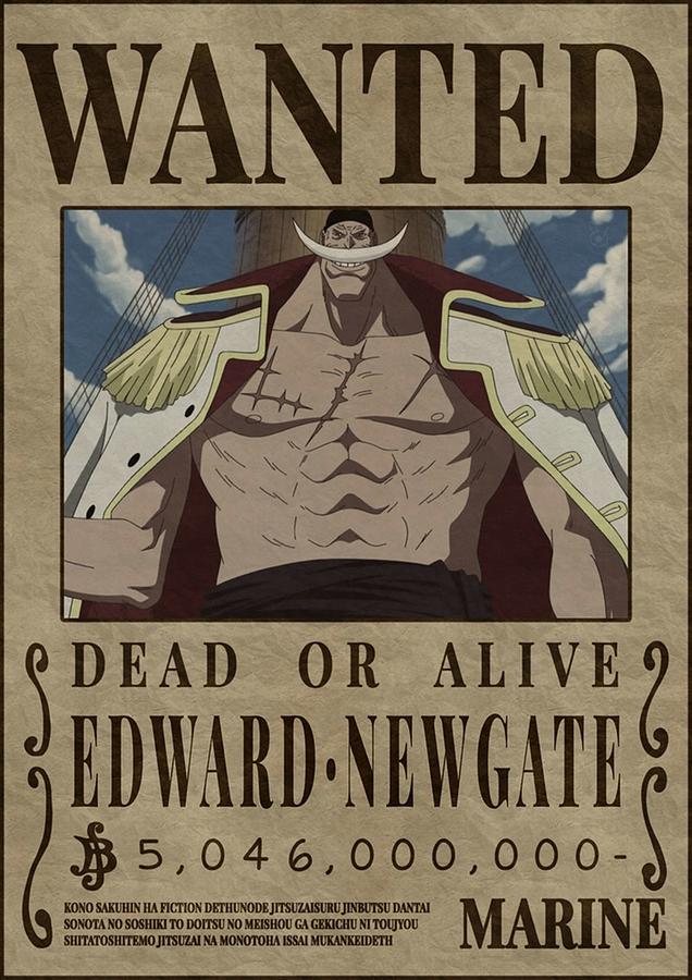 Edward Newgate Whitebeard One Piece Bounty Wanted Poster Poster