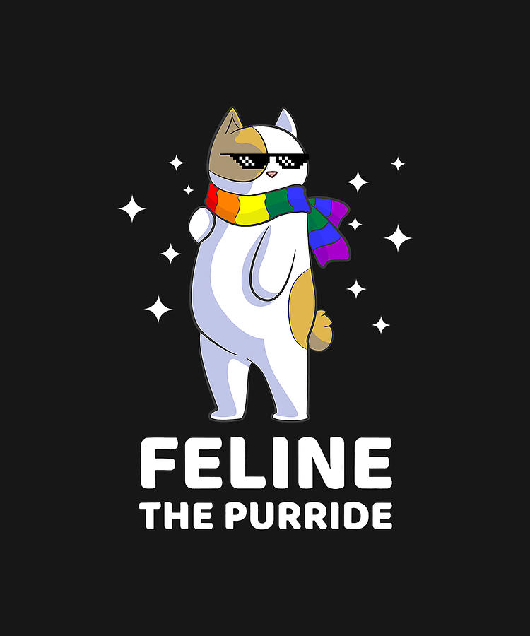 Feline The Purride LGBT Gay Pride Cat Drawing By DHBubble Fine Art