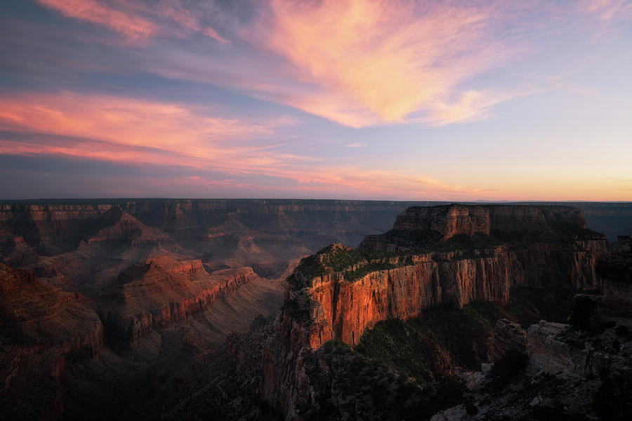 Fiery Sunset Over The Glowing Wotans Throne From Cape Royal Photograph