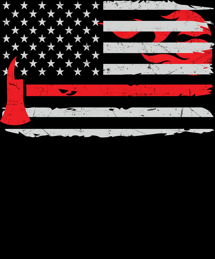 Firefighter Thin Red Line USA Flag Apparel Digital Art By Michael S