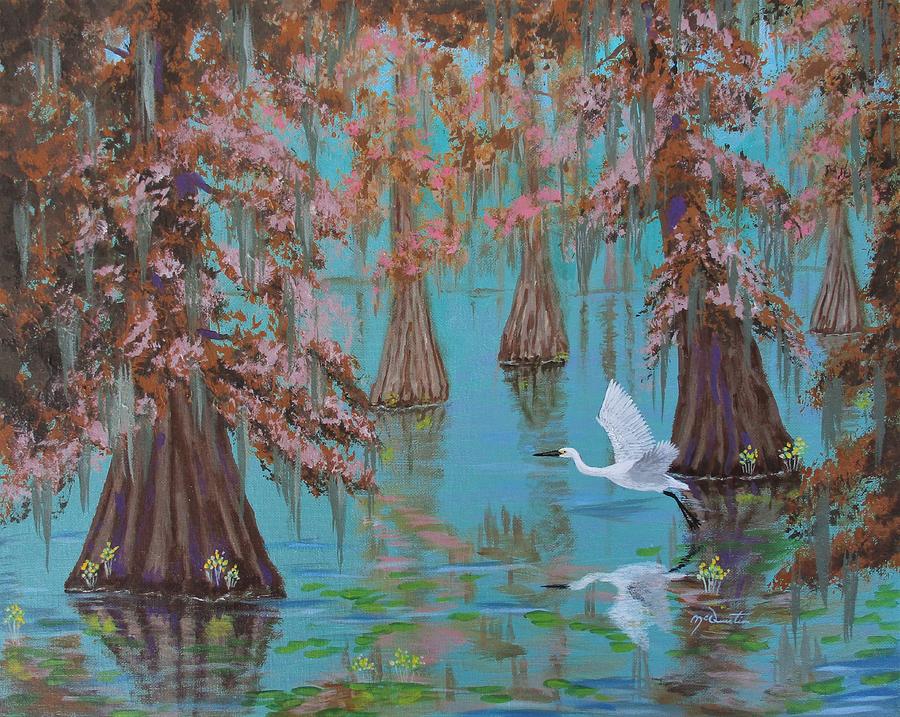 Fishing In The Cypress Painting By Daniel Mcquestion Fine Art America