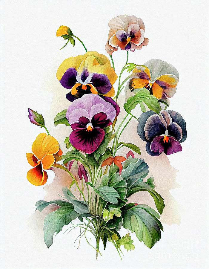 Flowers Pansies Painting By Pavel Lukashin Fine Art America