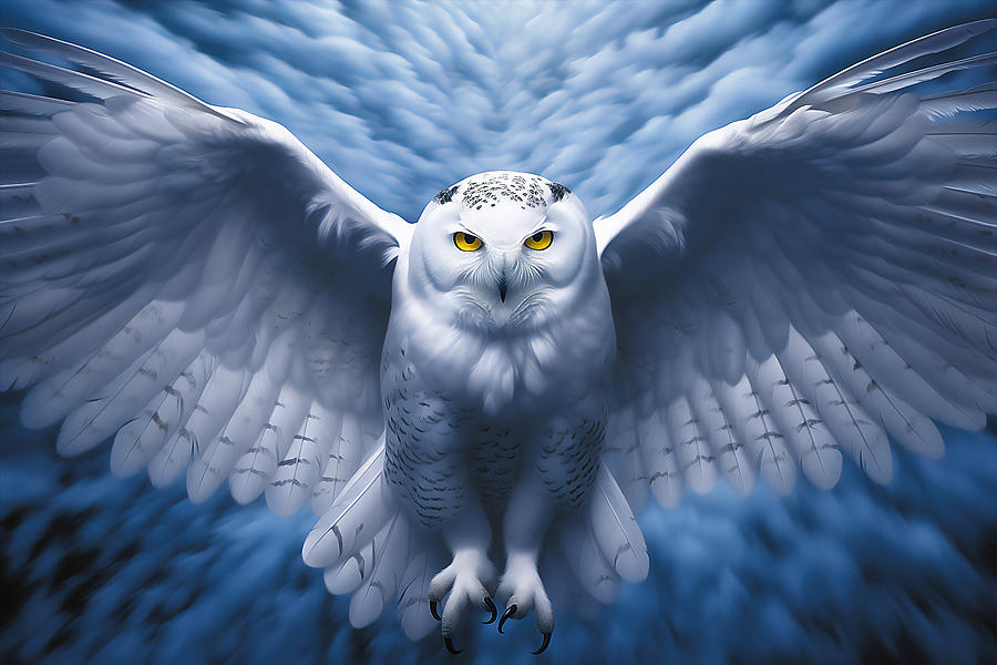 Fly By Night Snowy Owl Digital Art By Jim Brey Fine Art America