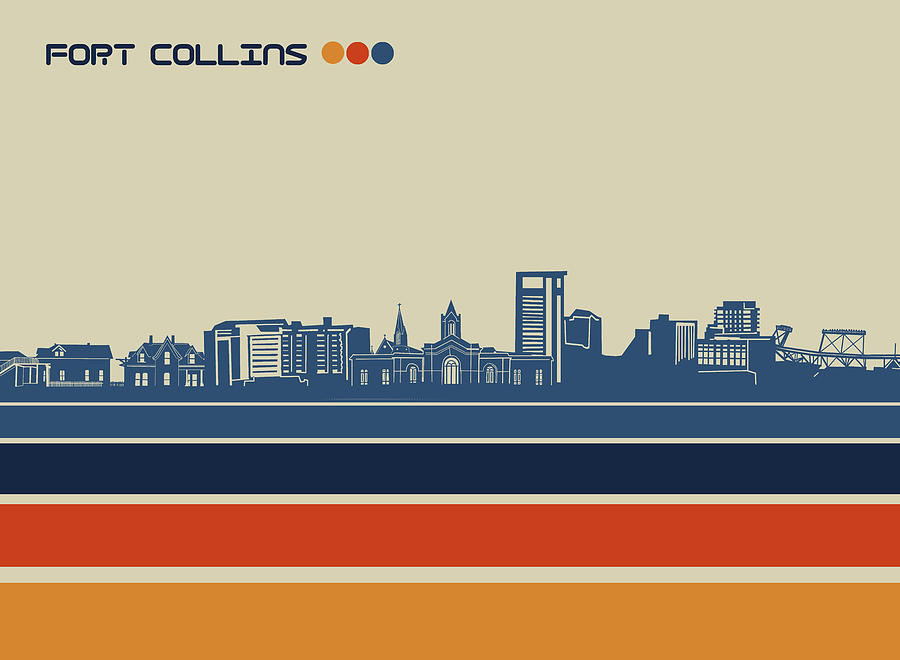 Fort Collins Skyline Retro 2 Digital Art By Bekim M Fine Art America