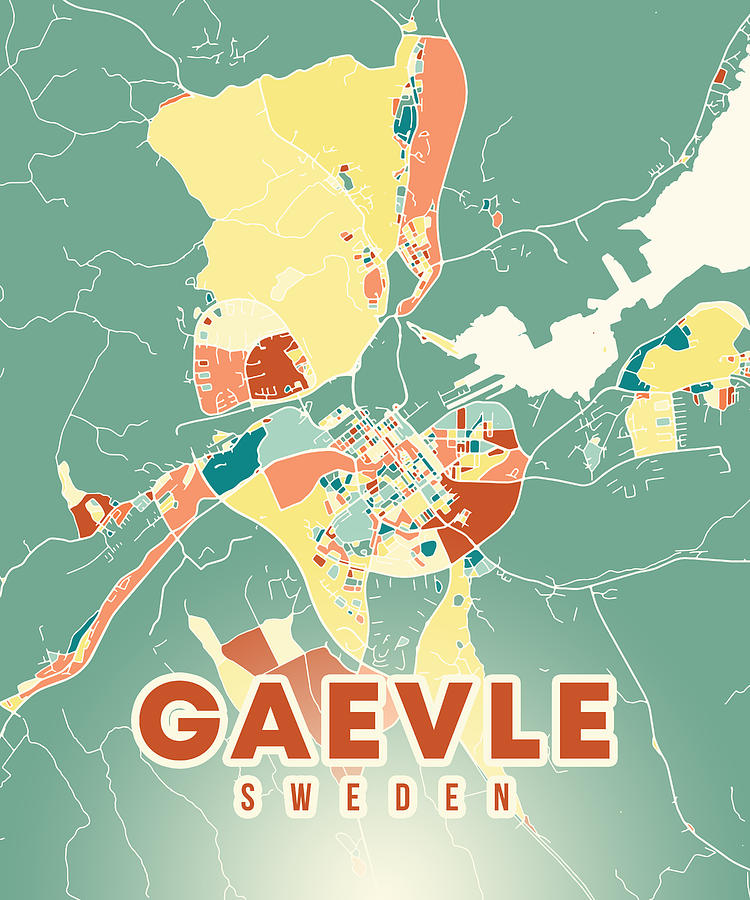 Gaevle Sweden Map Digital Art By Alexandru Chirila Fine Art America