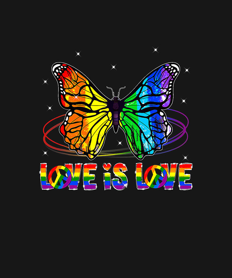 Gay Pride Lgbt Love Is Love Rainbow Butterfly Funny Drawing By Dhbubble