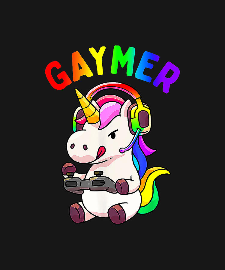 Gaymer Gay Pride Flag LGBT Gamer LGBTQ Gaming Unicorn Drawing By